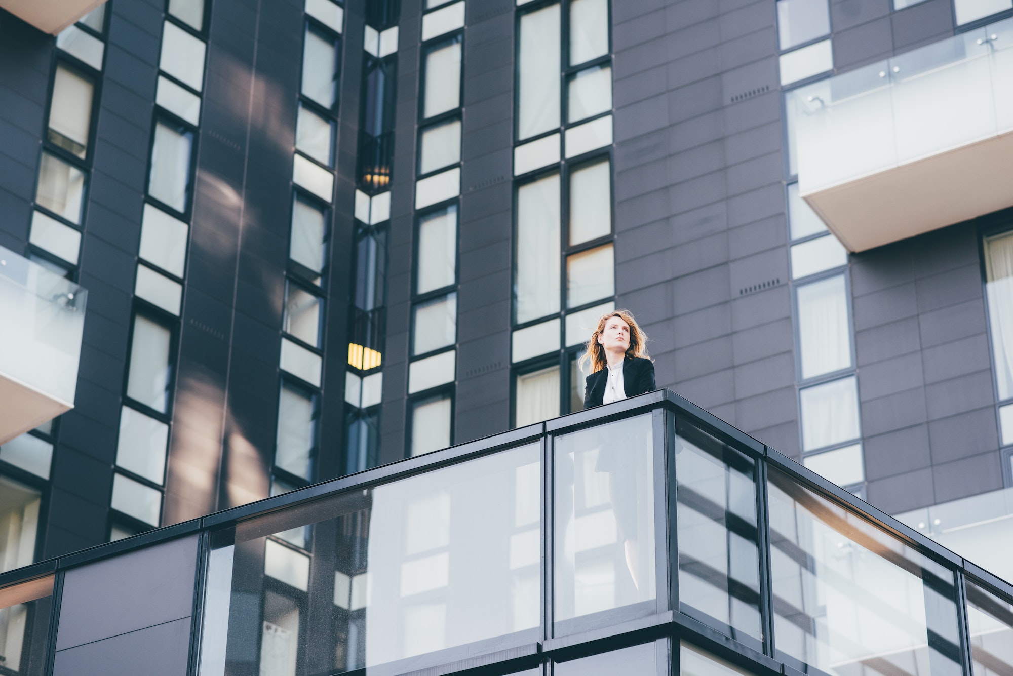 young contemporary businesswoman outdoor